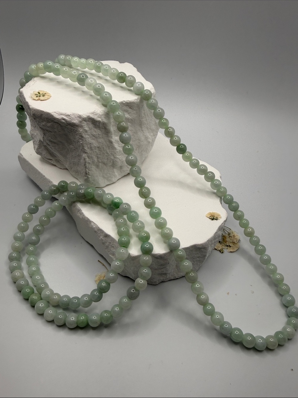 Classic Apple Green Jade Bead Necklace and Bracelet Set